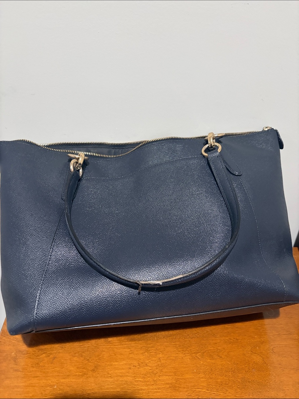 Coach Navy Leather Tote Handbag - Picture 2 of 3